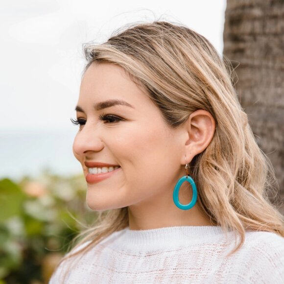 TAGUA Marianitas Sustainable Vegan Ivory Dangle Hoop Earrings - Picture 8 of 8